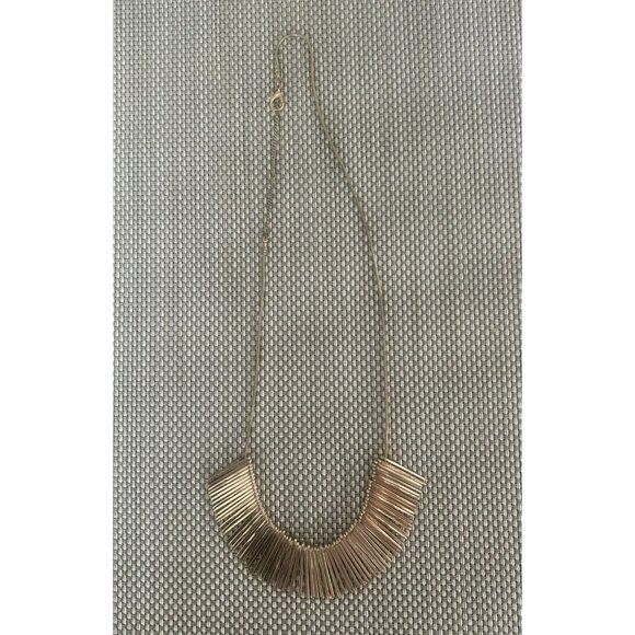 Vintage Gold-Tone Fringe Statement Necklace Starburst Lobster Clasp Closure Adju - Picture 4 of 5